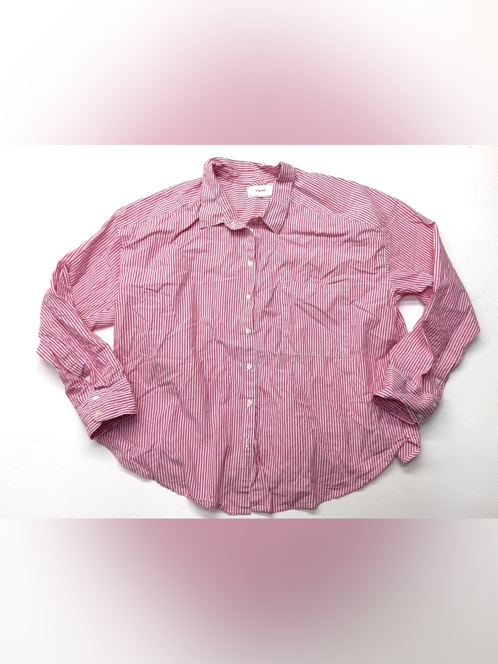 Xirena Pink Striped Button-Up Shirt Women’s Oversized Long Sleeve